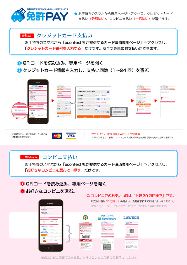 お支払い方法 昭和自動車学校